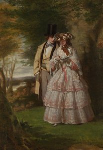 De Twee Centrale Figuren in Derby Day, 1860 door William Powell Frith
