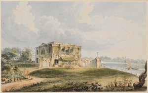 Uitzicht op het Huis van Charles Prinsep, Ishura aan de Hooghly-rivier door William Prinsep