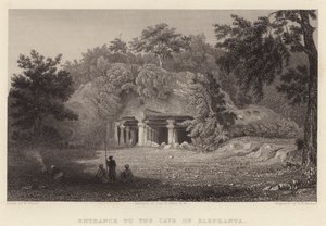 Ingang van de Grot van Elephanta door William Purser