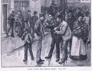 Scène tijdens de staking van Preston 1856 AD door William Rainey