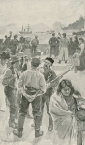 De aankomst van het jaarlijkse schip bij Fort York, Hudson Bay door William Rainey
