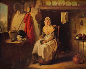 Cottage Interieur, in Lexden, Essex, 1802 door William Redmore Bigg