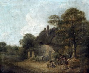 Plattelandswoning met figuren door William Redmore Bigg