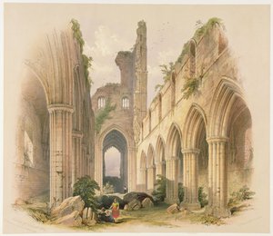 Kirkstall Abbey, het schip en koor, uit 
