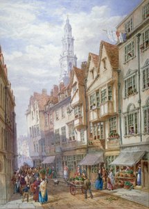 Oude huizen in Wych Street, Westminster, Londen, 1873