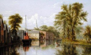 Aan de Bronx River, West Farms, New York door William Rickarby Miller