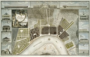 Plan van de stad en voorsteden van New Orleans, 1817 door William Rollinson