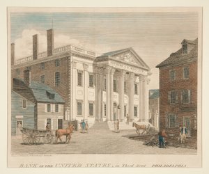 Bank van de Verenigde Staten, in Third Street Philadelphia door William Russell Birch