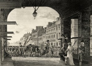 De begrafenisstoet van George Washington langs High Street in Philadelphia door William Russell Birch