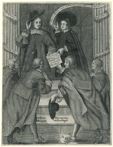 Het aanbieden van een petitie aan de Engelse staatssecretaris, ca. 1654 door William Sherwin