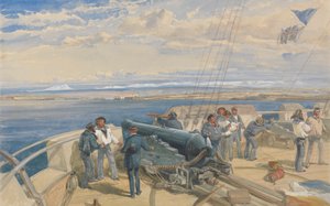 Sebastopol, Geschetst vanaf het Dek van H. M. S. Sidon, Feb. 1855 door William Simpson