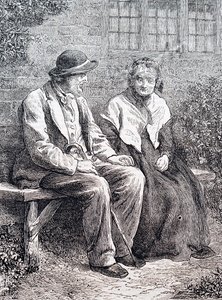Een ouder echtpaar. Door William Small (1843-1929) een Engelse illustrator. 1880 (gravure) door William Small