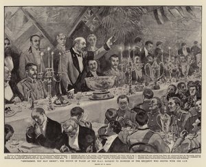 Heren, u mag roken, de Prins van Wales bij het HAC-banket voor leden van het regiment die met de CIV dienden door William Small
