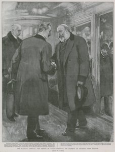 De Aankomst van de Keizer: De Prins van Wales begroet Zijne Majesteit op Charing Cross Station door William Small