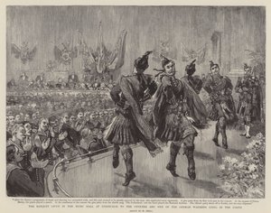 Het Banket in de Muziekzaal in Edinburgh voor de Officieren en Mannen van de Duitse Oorlogsschepen die in de Forth Liggen