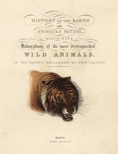 Calligrafische titelpagina met vignette van tijger door William Smellie