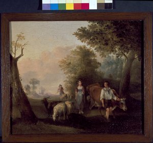 Landschap met vee en schapen