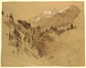 Studie van Landschap, Meiringen, Zwitserland
