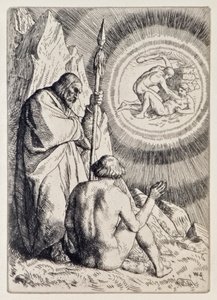 Michael toont Adam een visioen uit Paradise Lost van John Milton, een serie van 12 illustraties geëtst door William Strang door William Strang