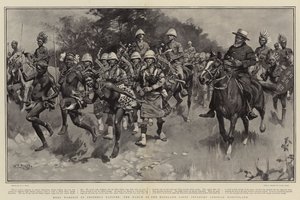 Heldenverering door vriendelijke inboorlingen, de mars van de Highland Light Infantry door Basutoland door William T. Maud