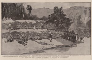 Het kamp van de Gordon Highlanders tijdens een bombardement