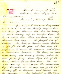 Brief van W. T. Sherman, hoofdkwartier, Leger in het Veld, Jackson, Mississippi, aan [David D.] Porter, 19 juli 1863