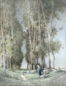 Een herderin en haar kudde, Holland door William Tatton Winter