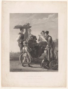 Voorlezen uit een krant door William Taylor (prentmaker)