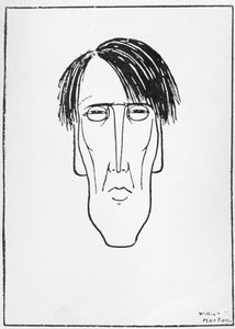 Karikatuur van W.B. Yeats, 1898 door William Thomas Horton