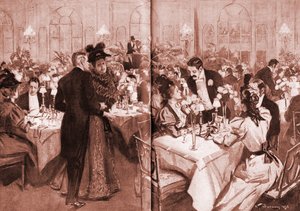 Leden van de hoge samenleving in het Waldorf Hotel door William Thomas Smedley