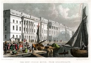 Het nieuwe Douanehuis, vanaf Billingsgate, City of London, c1830