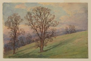 Studie van landschap, Chester County, PA door William Trost Richards