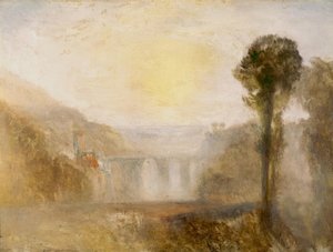Brug en toren door Joseph Mallord William Turner