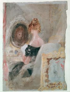 Interieur in Petwoath House: Vrouw voor de spiegel door Joseph Mallord William Turner