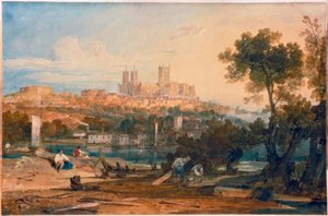 Kathedraal van Lincoln vanaf de Holmes, Brayford