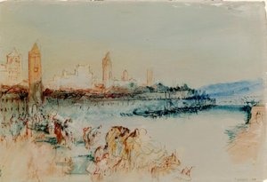 Regensburg gezien vanaf de Brug door Joseph Mallord William Turner