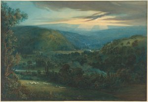 Dageraad in de valleien van Devon door William Turner of Oxford