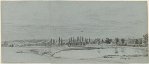 Uitgestrekt Landschap met een Vijver door William Turner of Oxford