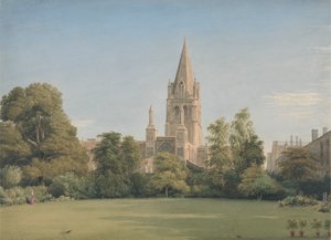Uitzicht vanaf de Tuin van de Decaan, Christ Church, Oxford door William Turner of Oxford