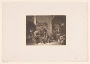 Interieur met een arts en een barbier door William Unger