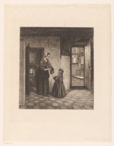 Vrouw met een kind in een kelderkamer