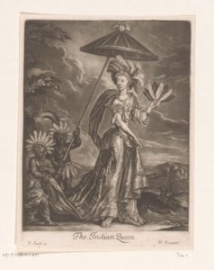 Portret van Anne Bracegirdle als koningin door William Vincent