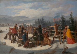 Scènes uit de Pioniers van Cooper, Deerslayer bij de Schietwedstrijd door William Walcutt