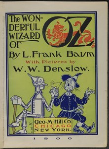 Frontispice van "De wonderbaarlijke tovenaar van Oz" door Lyman Frank Baum door William Wallace Denslow