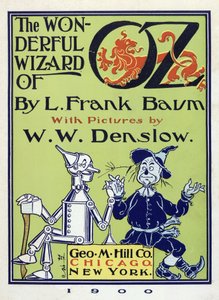 Titelpagina van De Wonderbaarlijke Tovenaar van Oz door Lymna Frank Baum (1856 - 1919) uitgegeven in 1900 (kleur lithografie)