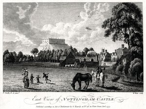 Oostelijk uitzicht op Nottingham Kasteel, Nottinghamshire, 1777