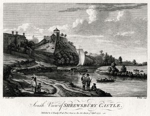 Zuidelijk uitzicht op Shrewsbury Castle, Shropshire, 1777