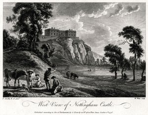 Westelijk uitzicht op Nottingham Castle, Nottinghamshire, 1776 door William Watts