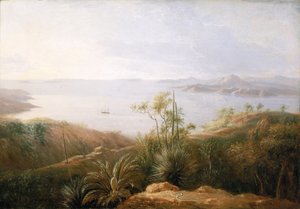 Een baai aan de zuidkust van Nieuw-Holland (Australië), januari 1802, tijdens de expeditie van Matthew Flinders (1774-1814) op de Investigator tussen 1801 en 1803, de schilder was onderdeel van de expeditie door William Westall