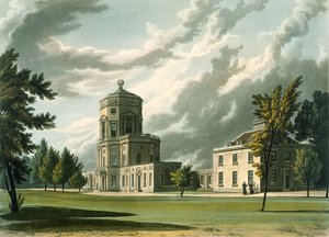 Exterieur van Het Astronomisch Observatorium, illustratie uit de Geschiedenis van Oxford door William Westall